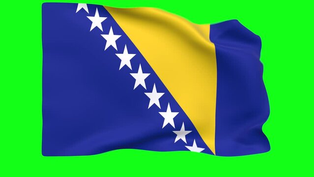 Waving flag of Bosnia and Herzegovina Animation 3D render Method