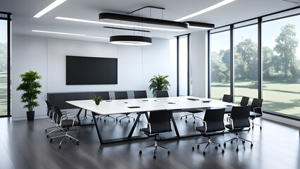 Modern office interior design and conference room layout