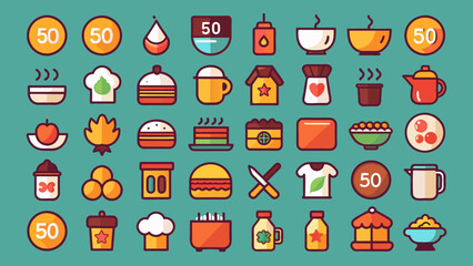 Fototapeta premium Set Of Colorful Cooking Icons