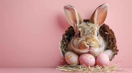 Easter Bunny with Egg Easter card background - spring design elements
