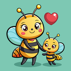 mother-bee--and-her-cub-happy--love--motherhood-hd