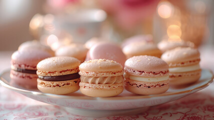 Plate of various macarons