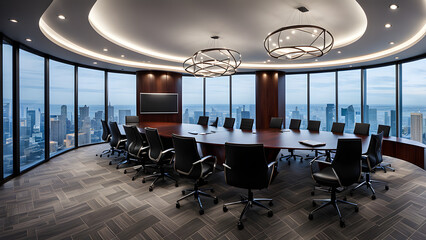 Modern office interior design and conference room layout