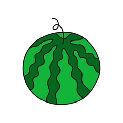 Cute doodle colored watermelon isolated on white background.
