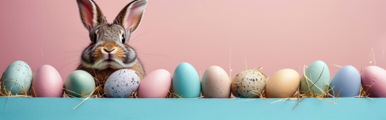 Fototapeta na wymiar Easter Bunny with Egg Easter card background - spring design elements