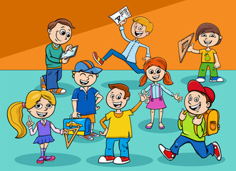 cartoon elementary school children characters group - 775080705