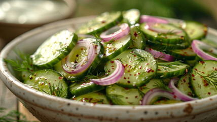 Fresh cucumber salad in a bowl