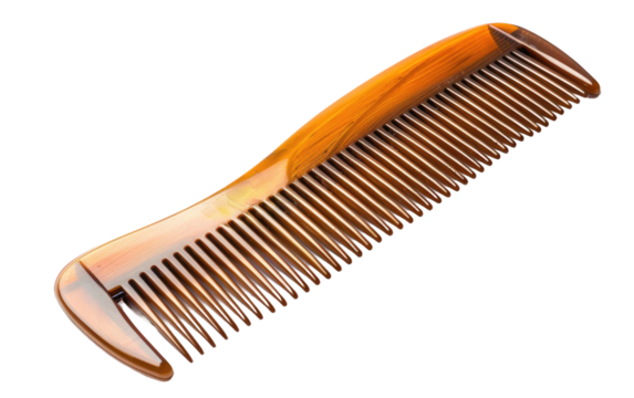 Plastic Comb in Earthy Brown Hue isolated on transparent Background