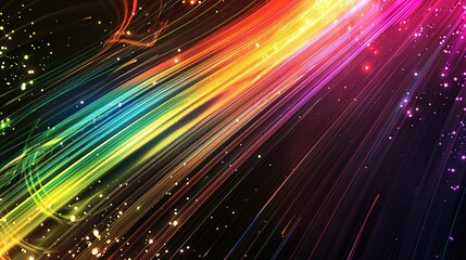 Obraz premium A creative black background with rainbow flares. Colorful streaks of light, bright colors on dark background