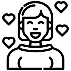 avatar falls in love. vector single icon with a dashed line style. suitable for any purpose. for example: website design, mobile app design, logo, etc.