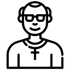 avatar pastor. vector single icon with a dashed line style. suitable for any purpose. for example: website design, mobile app design, logo, etc.
