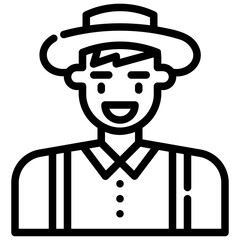 avatar with a hat. vector single icon with a dashed line style. suitable for any purpose. for example: website design, mobile app design, logo, etc.