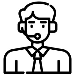 avatar with headphones. vector single icon with a dashed line style. suitable for any purpose. for example: website design, mobile app design, logo, etc.