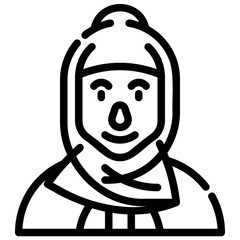 avatar with hijab. vector single icon with a dashed line style. suitable for any purpose. for example: website design, mobile app design, logo, etc.