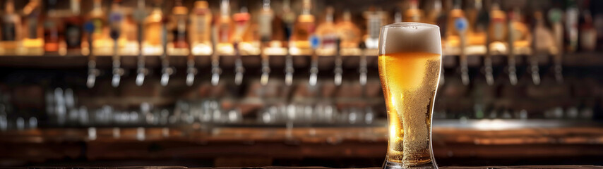 Beer that is poured into a glass in a pub, created with generative AI technology 