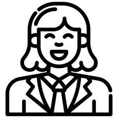 avatar women with ties. vector single icon with a dashed line style. suitable for any purpose. for example: website design, mobile app design, logo, etc.