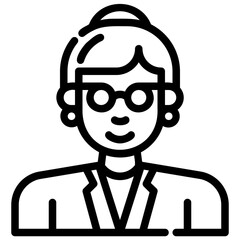 avatar woman with glasses. vector single icon with a dashed line style. suitable for any purpose. for example: website design, mobile app design, logo, etc.