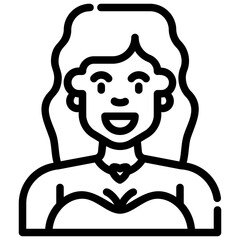 avatar female with earrings. vector single icon with a dashed line style. suitable for any purpose. for example: website design, mobile app design, logo, etc.