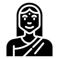 avatar India woman. vector single icon with a solid style. suitable for any purpose. for example: website design, mobile app design, logo, etc.