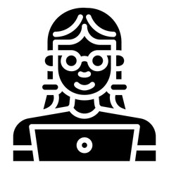 avatar with a laptop. vector single icon with a solid style. suitable for any purpose. for example: website design, mobile app design, logo, etc.