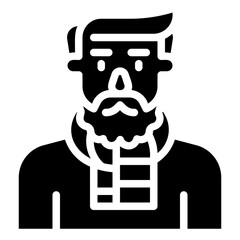 avatar man with a scarf. vector single icon with a solid style. suitable for any purpose. for example: website design, mobile app design, logo, etc.