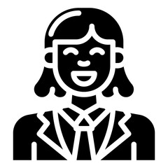 avatar woman with a tie. vector single icon with a solid style. suitable for any purpose. for example: website design, mobile app design, logo, etc.