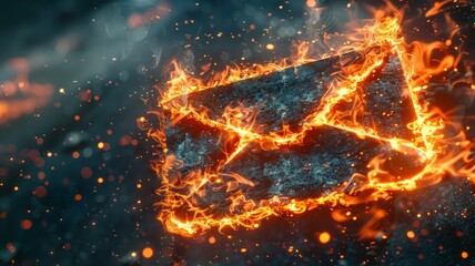 Burning envelope with fiery edges and sparks - An envelope consumed by flames with sparks and smoke accentuating the heat and intensity of the fire - obrazy, fototapety, plakaty