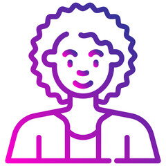 avatar afro hair woman. vector single icon with a dashed line gradient style. suitable for any purpose. for example: website design, mobile app design, logo, etc.