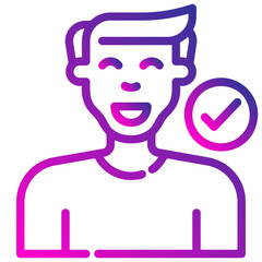 avatar man checkmark. vector single icon with a dashed line gradient style. suitable for any purpose. for example: website design, mobile app design, logo, etc.