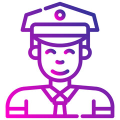 avatar policeman. vector single icon with a dashed line gradient style. suitable for any purpose. for example: website design, mobile app design, logo, etc. - obrazy, fototapety, plakaty