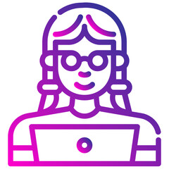 avatar with a laptop. vector single icon with a dashed line gradient style. suitable for any purpose. for example: website design, mobile app design, logo, etc.