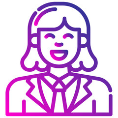 avatar female with a tie. vector single icon with a dashed line gradient style. suitable for any purpose. for example: website design, mobile app design, logo, etc.