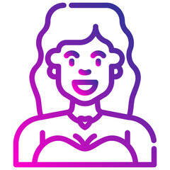 avatar female with earrings. vector single icon with a dashed line gradient style. suitable for any purpose. for example: website design, mobile app design, logo, etc.