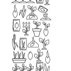 Planting seeds and growing pattern. Agricultural, cultivation and planting illustration.