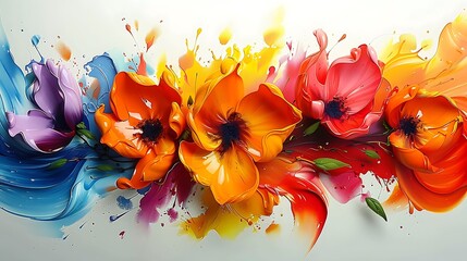 Evolving Blooms: A Modern Abstract Bouquet - obrazy, fototapety, plakaty