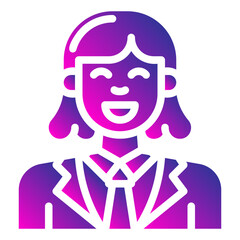 avatar woman with a tie. vector single icon with a solid gradient style. suitable for any purpose. for example: website design, mobile app design, logo, etc.