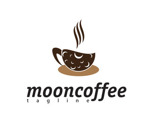 creative moon shaped coffee cup logo design template