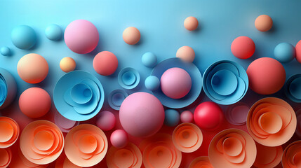 Geometric shapes: Pastel spheres abstract background .
