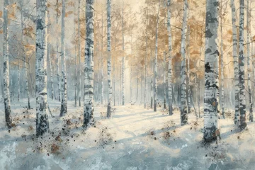 Rolgordijnen Imagine a beautiful oak grove depicted with intricate paint strokes. © tonstock