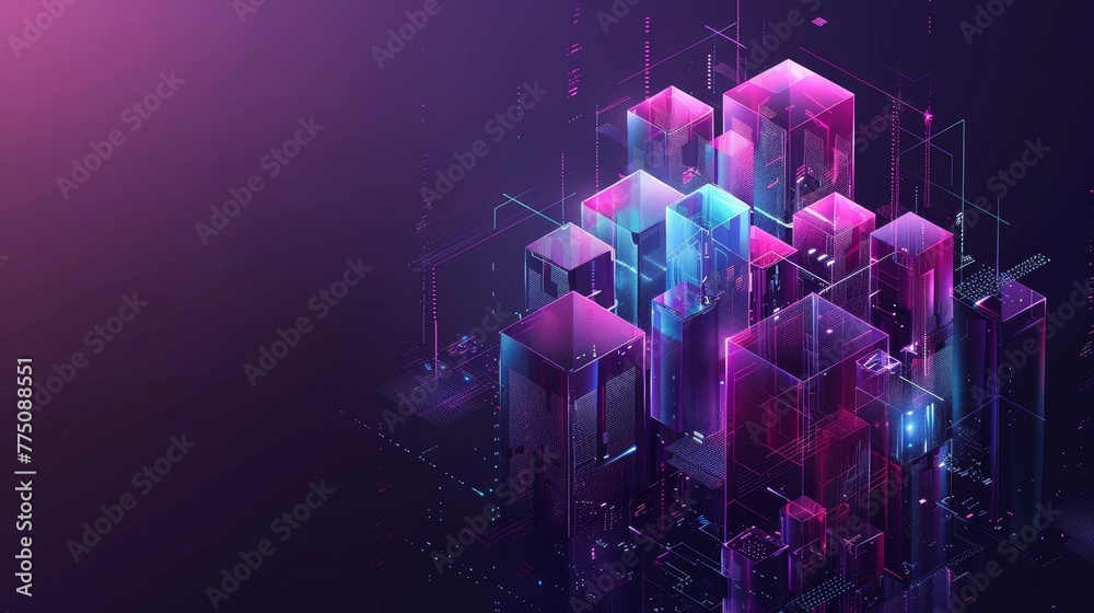 Aufkleber blockchain mining concept illustration. abstract background of digital crypto currency. fintech conc