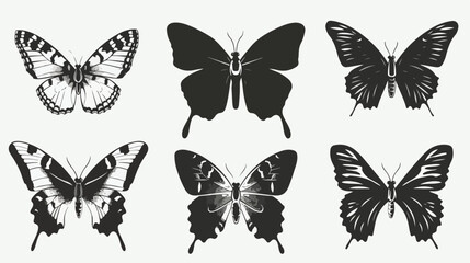 Butterfly silhouette set. butterfly vector illustration