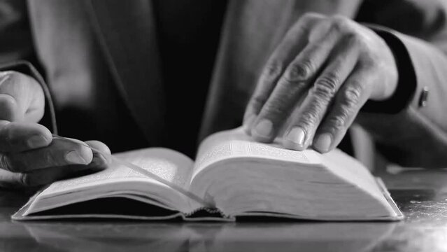 praying to God with the bible on black background with people stock footage stock video