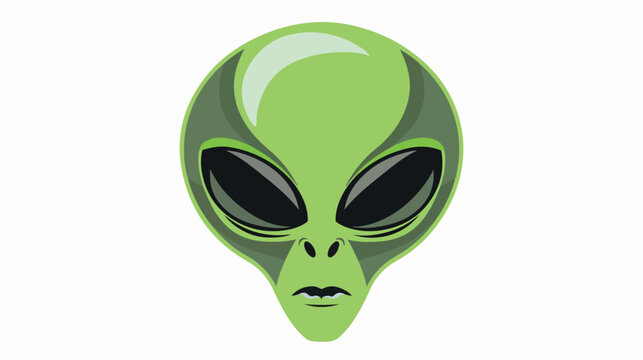 Cartoon alien face flat vector isolated on white background