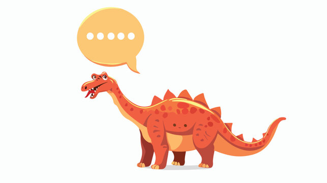 Cartoon dinosaur with speech bubble flat vector isolated