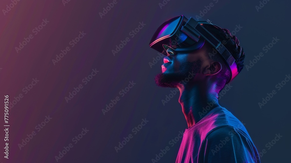 Aufkleber concept of virtual reality and augmented reality technology in the future. virtual reality or augmen