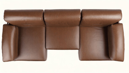 Top view of modern brown leather sofa