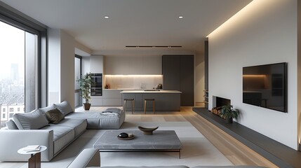 Craft a visually appealing image of an apartment with carefully