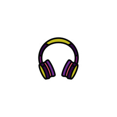 Original vector illustration. The outline icon of large wireless headphones. A design element.