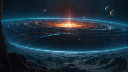 Fototapeta premium Background of black holes devouring planets in outer space 6
