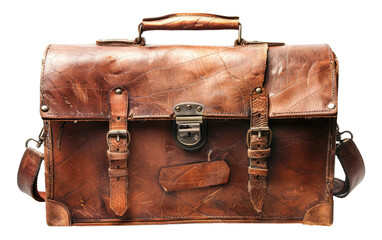 Leather-made Briefcase isolated on transparent Background